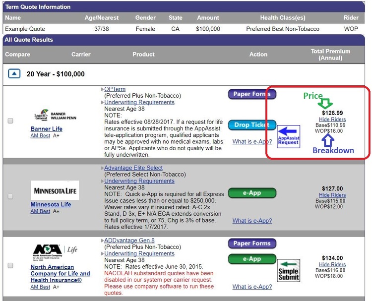 example life insurance quote online